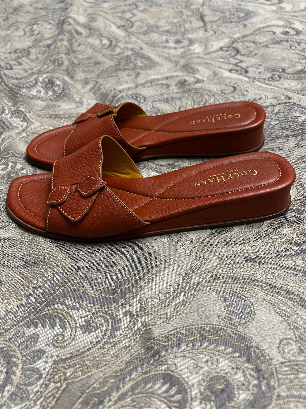 Cole Haan Burnt Orange Leather Slide Mules Good Condition, size 7 1/2 - Picture 2 of 4